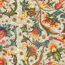 Floral and Vine Striped Florentine Print Italian Paper ~ Carta Varese